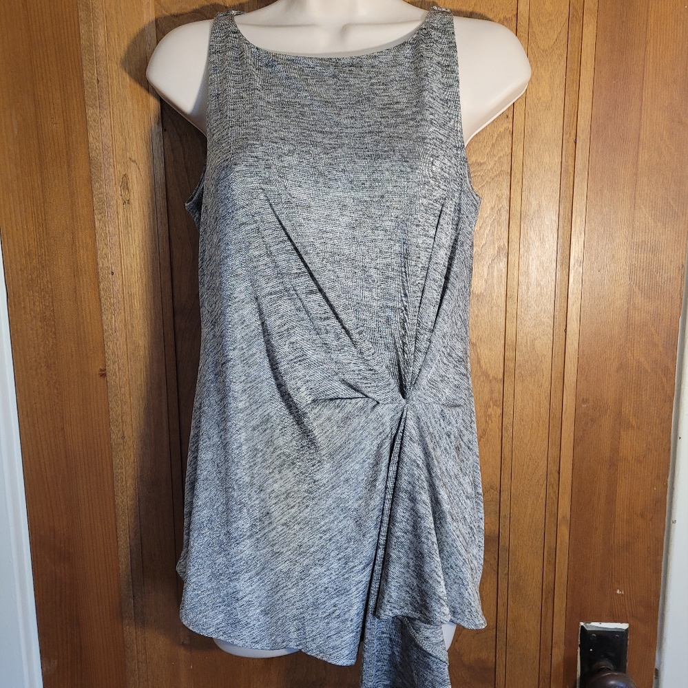 White House Black Market Gray Heather Sleeveless Tunic Gathered Women's Top, S